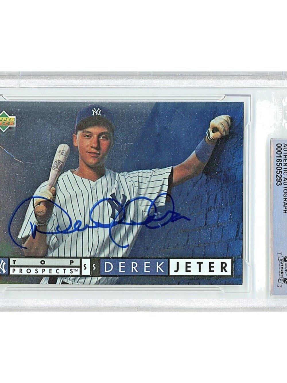 Derek Jeter Signed 1994 Upper Deck Top Prospects #550 Yankees Beckett BAS Slab